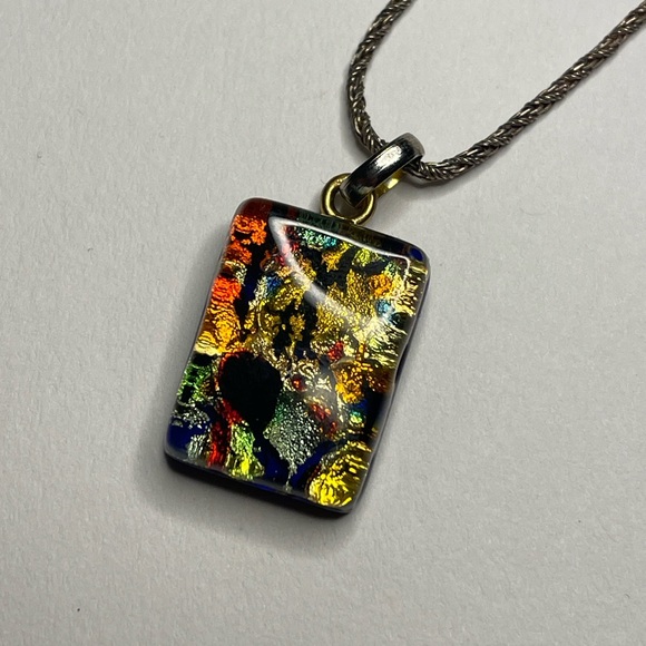 Murano Glass Pendant Necklace 925 Italy Sterling silver chain signed vintage - Picture 2 of 15